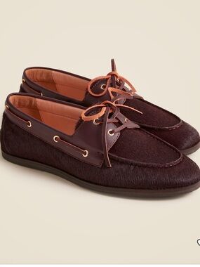 Jcrew calf hair burgundy boat shoes - NWT!